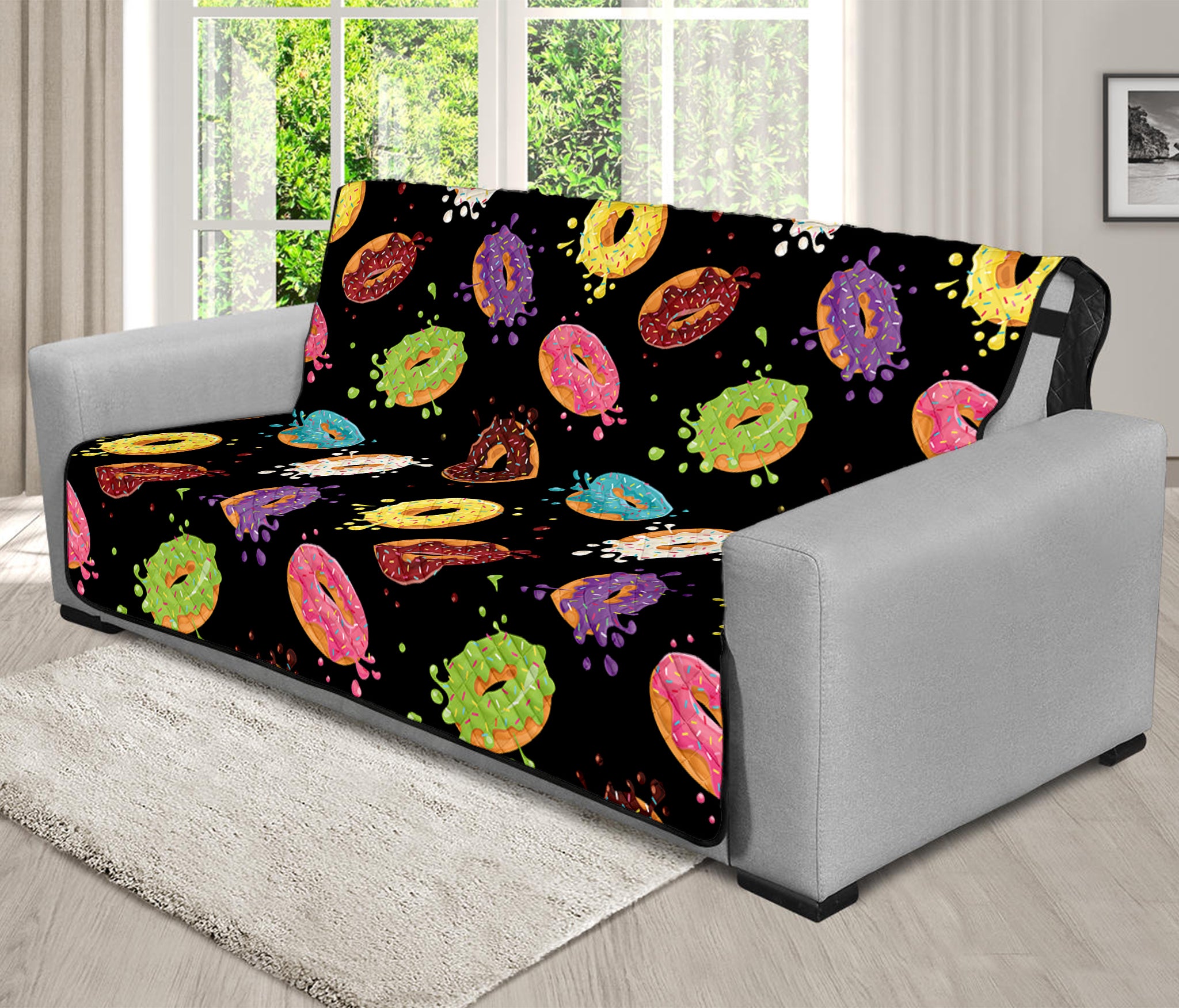 Glaze Donut Pattern Print Futon Protector