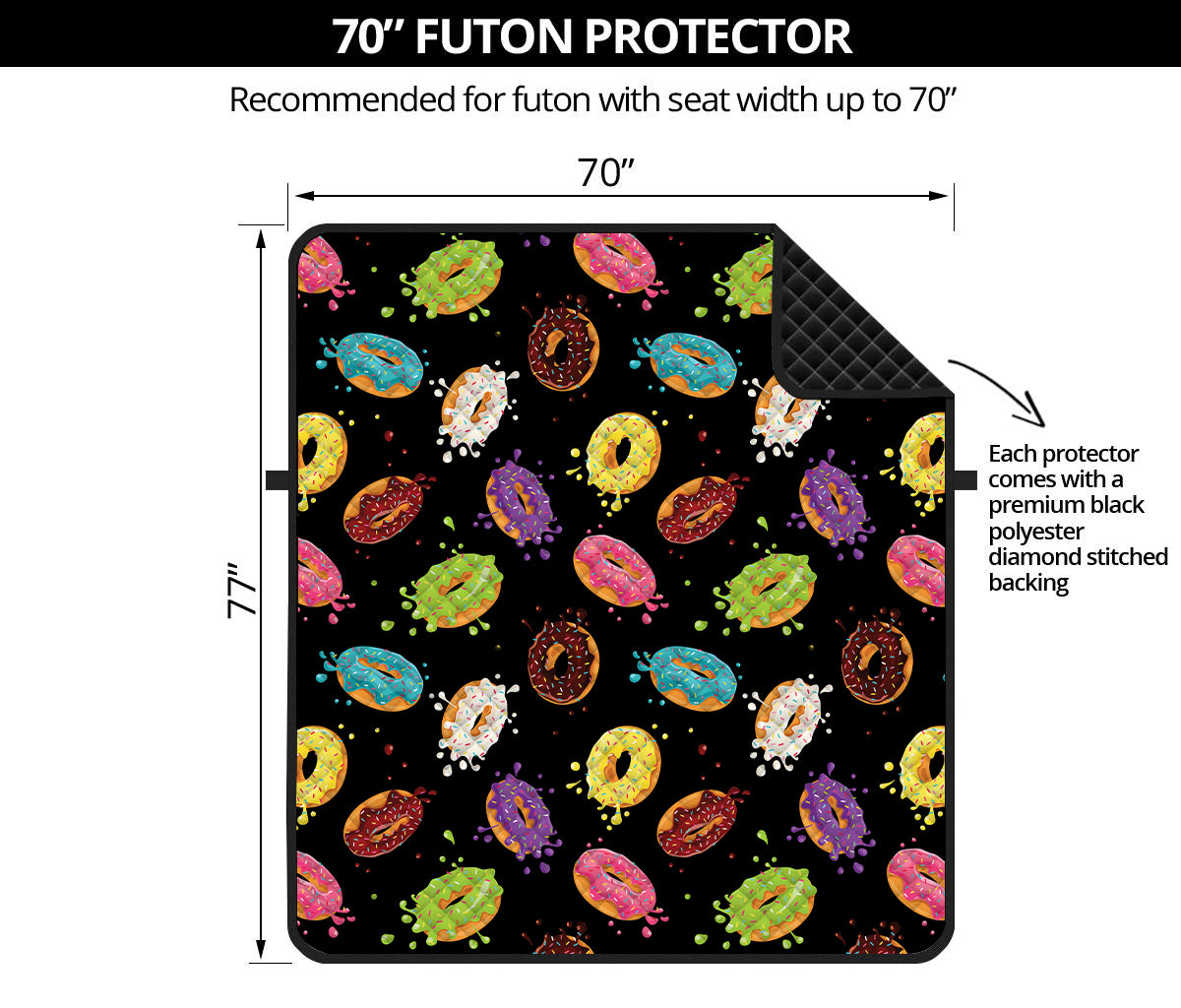 Glaze Donut Pattern Print Futon Protector