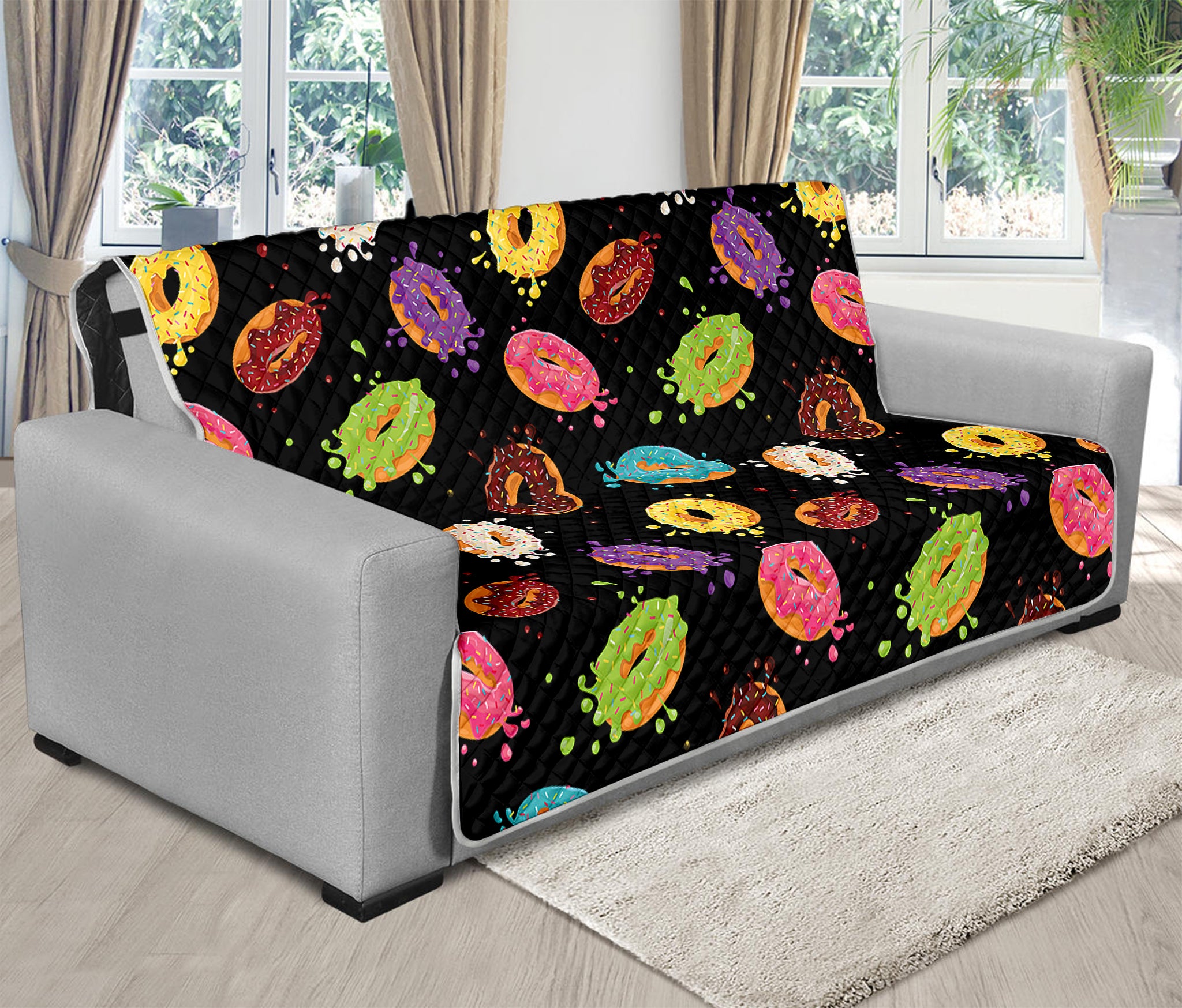 Glaze Donut Pattern Print Futon Protector