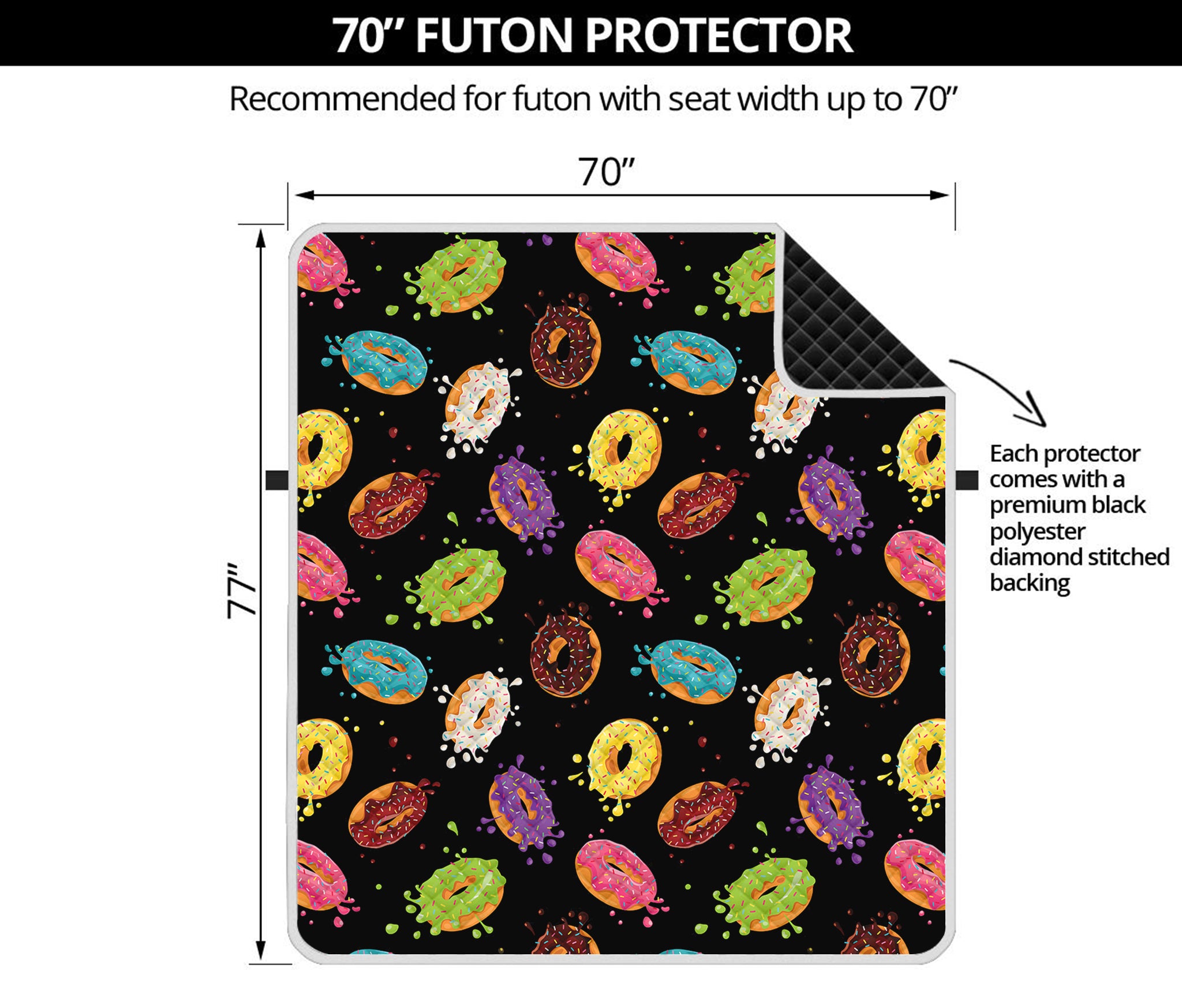 Glaze Donut Pattern Print Futon Protector