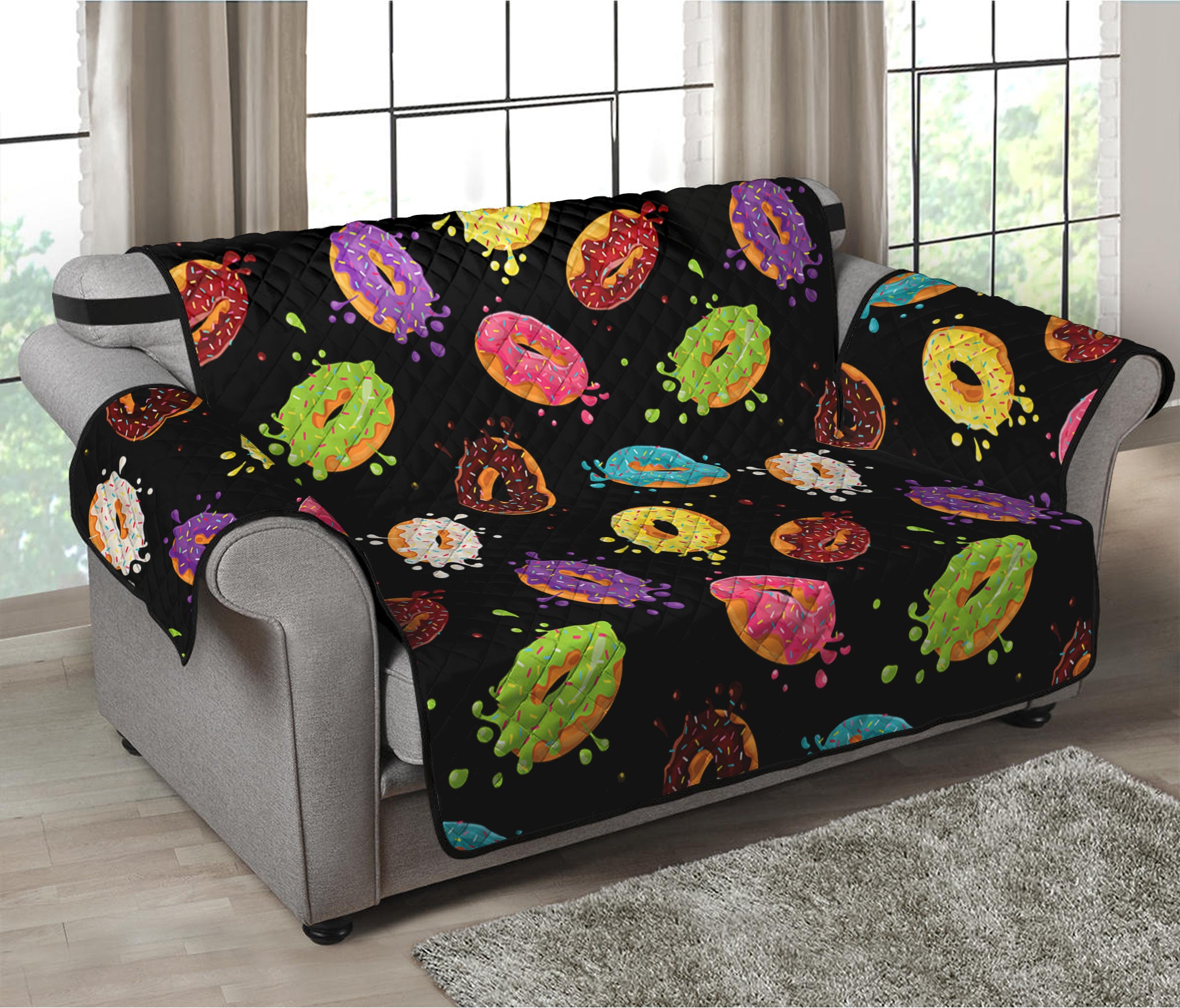 Glaze Donut Pattern Print Loveseat Protector