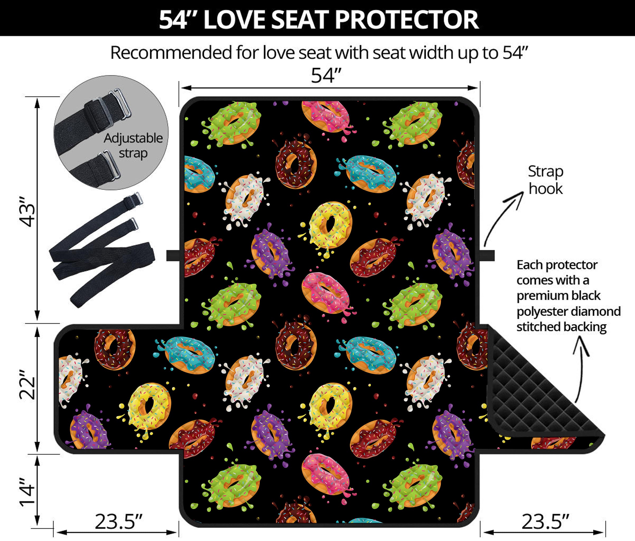 Glaze Donut Pattern Print Loveseat Protector