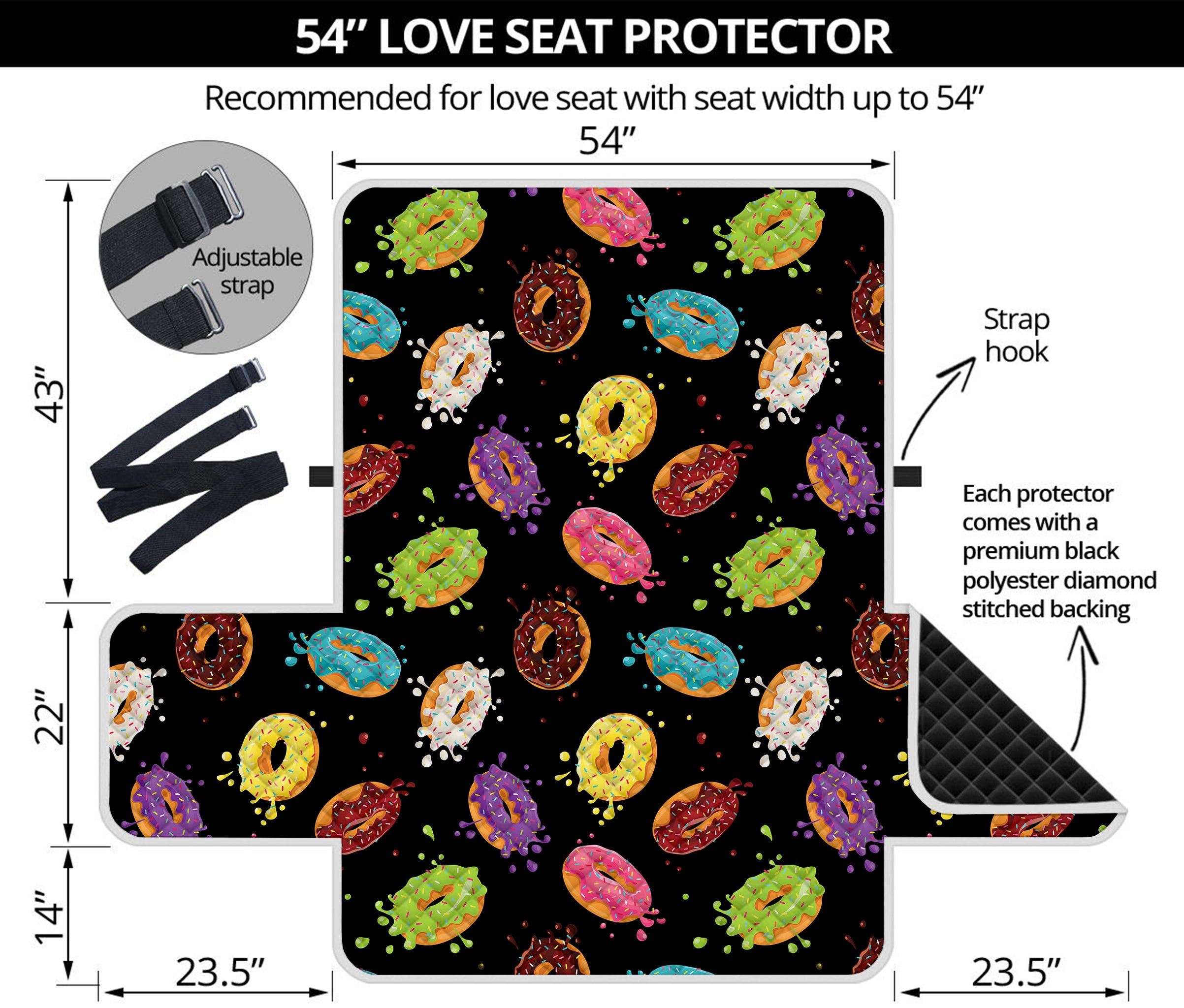 Glaze Donut Pattern Print Loveseat Protector