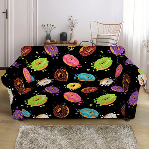 Glaze Donut Pattern Print Loveseat Slipcover