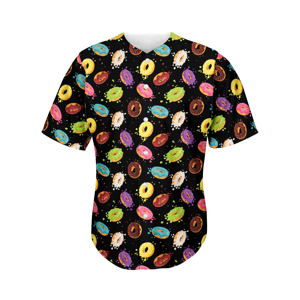 Glaze Donut Pattern Print Men's Baseball Jersey