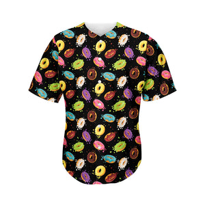 Glaze Donut Pattern Print Men's Baseball Jersey