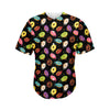 Glaze Donut Pattern Print Men's Baseball Jersey