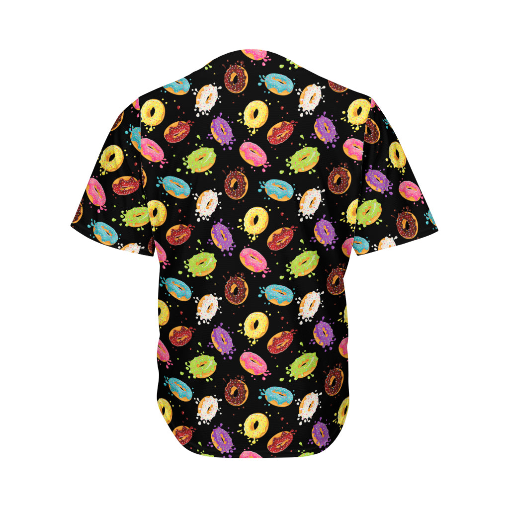 Glaze Donut Pattern Print Men's Baseball Jersey