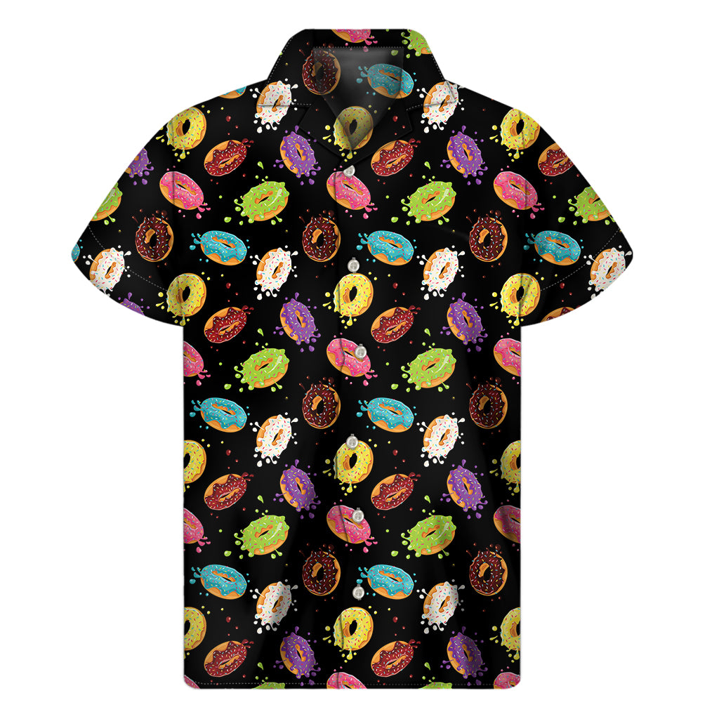 Glaze Donut Pattern Print Men's Short Sleeve Shirt