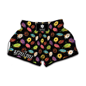 Glaze Donut Pattern Print Muay Thai Boxing Shorts