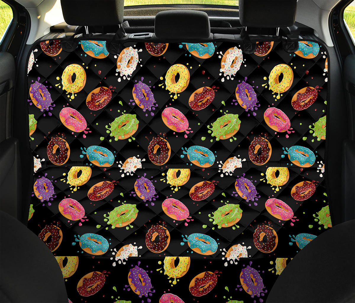 Glaze Donut Pattern Print Pet Car Back Seat Cover