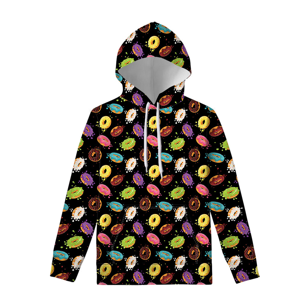 Glaze Donut Pattern Print Pullover Hoodie