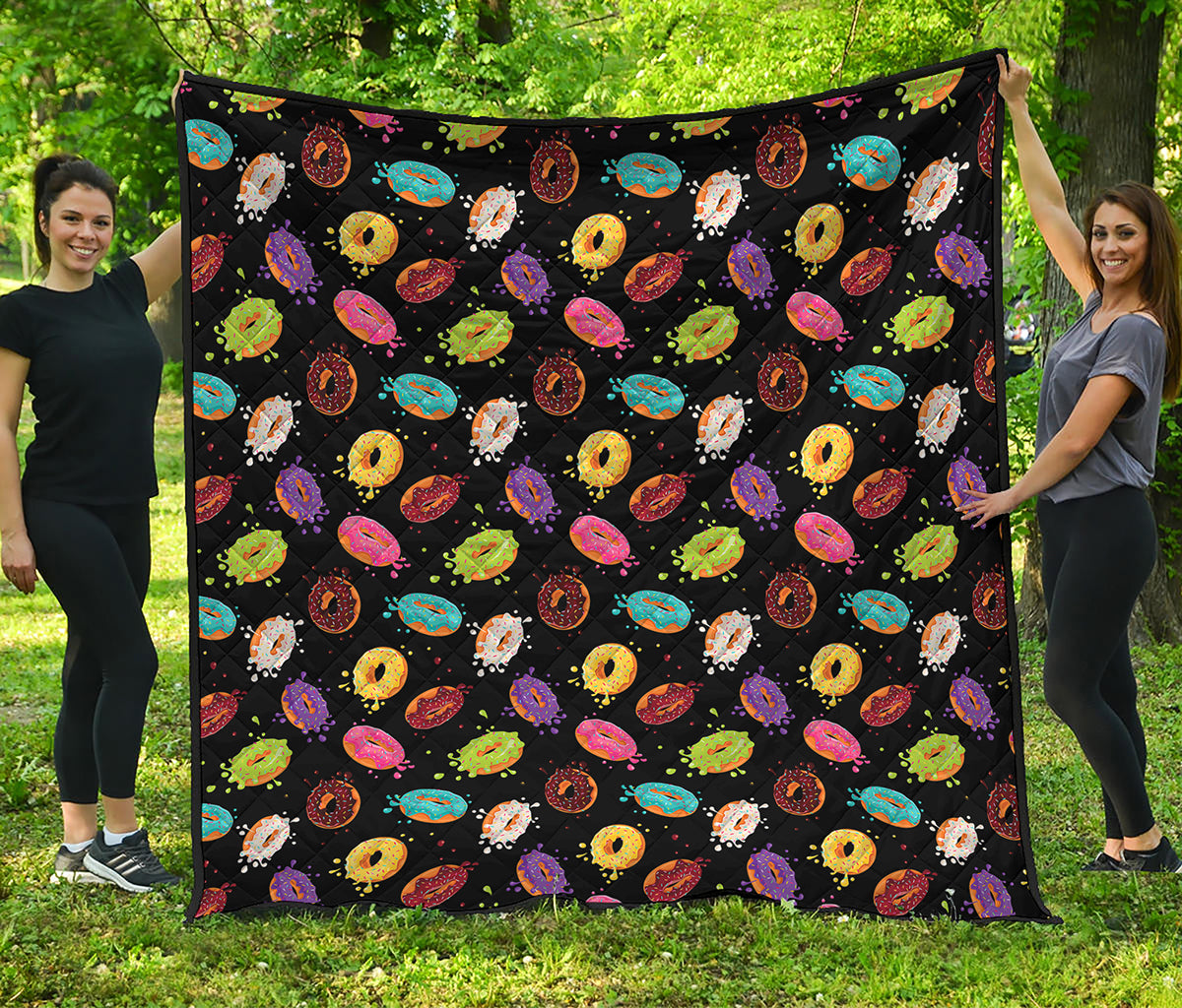 Glaze Donut Pattern Print Quilt