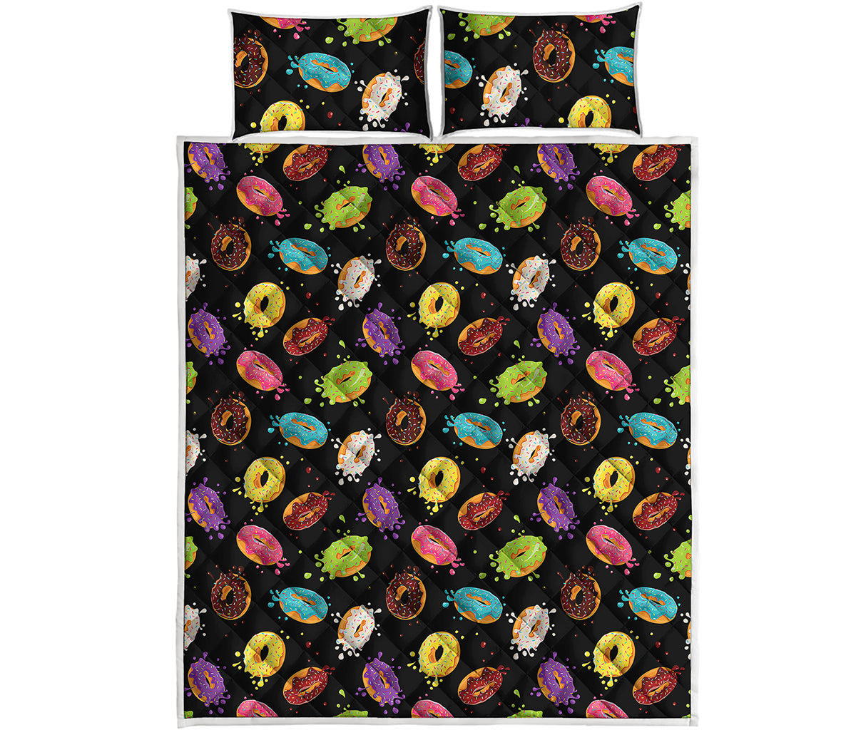 Glaze Donut Pattern Print Quilt Bed Set