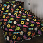 Glaze Donut Pattern Print Quilt Bed Set