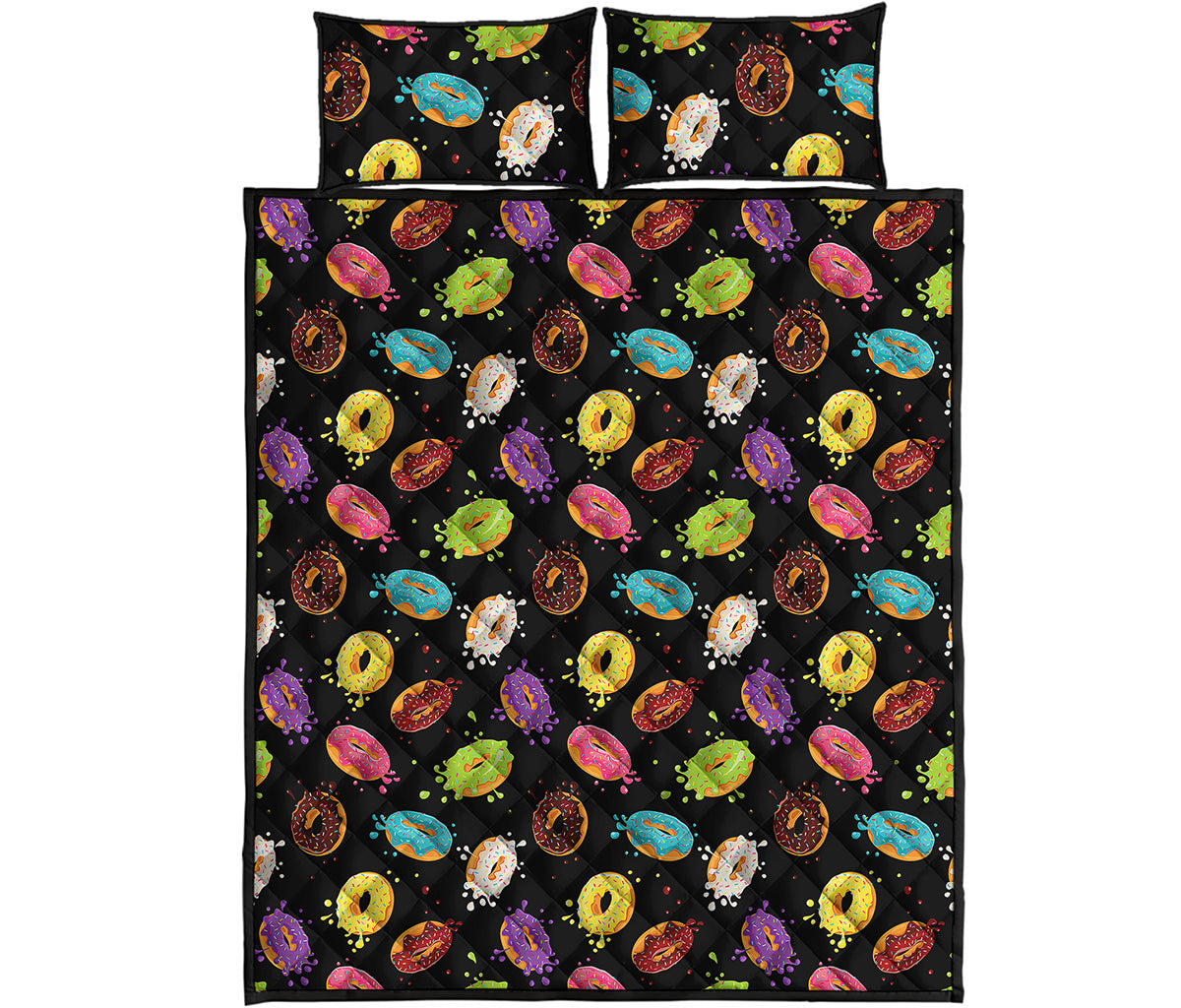 Glaze Donut Pattern Print Quilt Bed Set