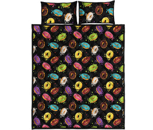 Glaze Donut Pattern Print Quilt Bed Set