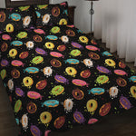 Glaze Donut Pattern Print Quilt Bed Set