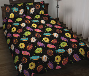 Glaze Donut Pattern Print Quilt Bed Set