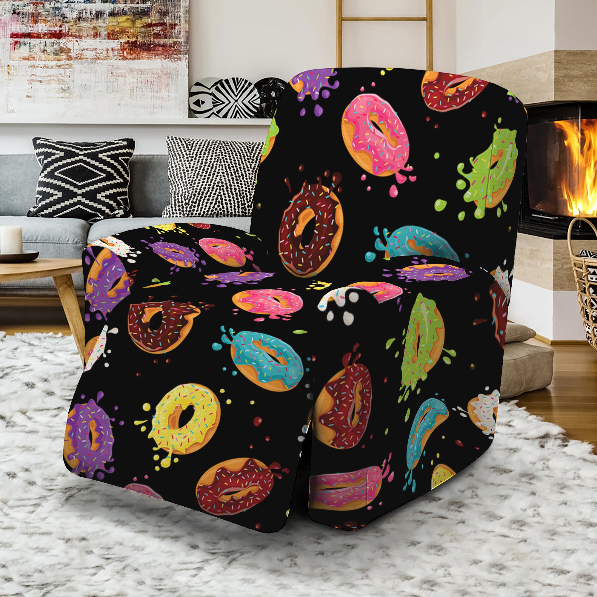 Glaze Donut Pattern Print Recliner Slipcover