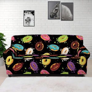 Glaze Donut Pattern Print Sofa Cover