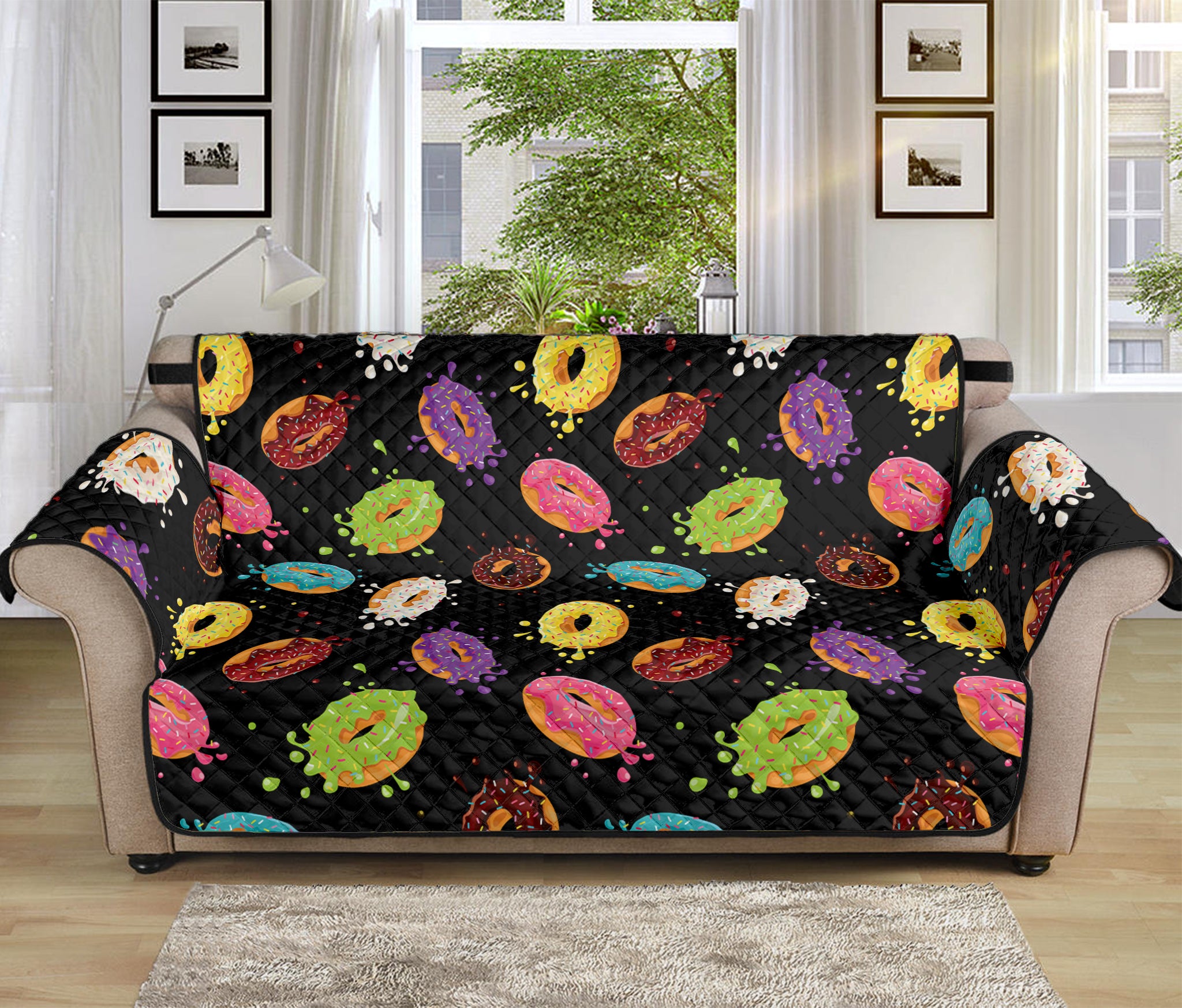 Glaze Donut Pattern Print Sofa Protector