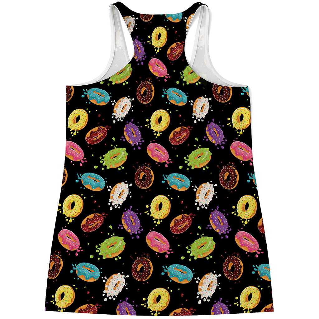 Glaze Donut Pattern Print Women's Racerback Tank Top