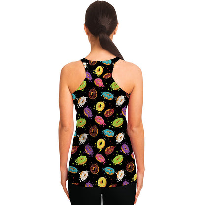Glaze Donut Pattern Print Women's Racerback Tank Top