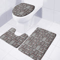 Glen Plaid Patchwork Pattern Print 3 Piece Bath Mat Set