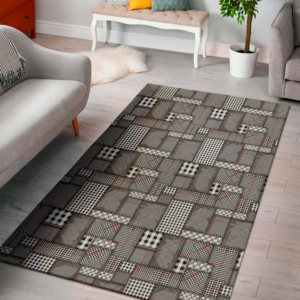 Glen Plaid Patchwork Pattern Print Area Rug