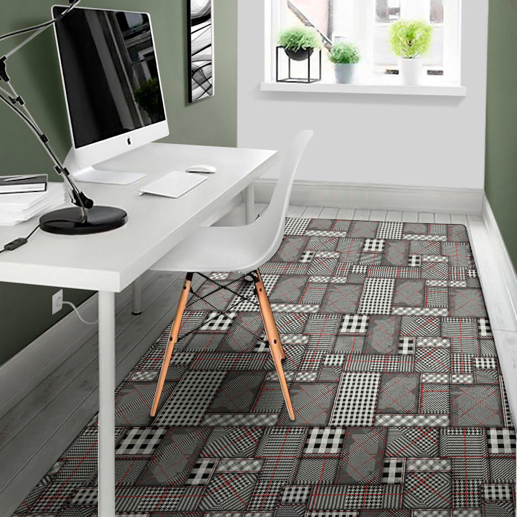 Glen Plaid Patchwork Pattern Print Area Rug