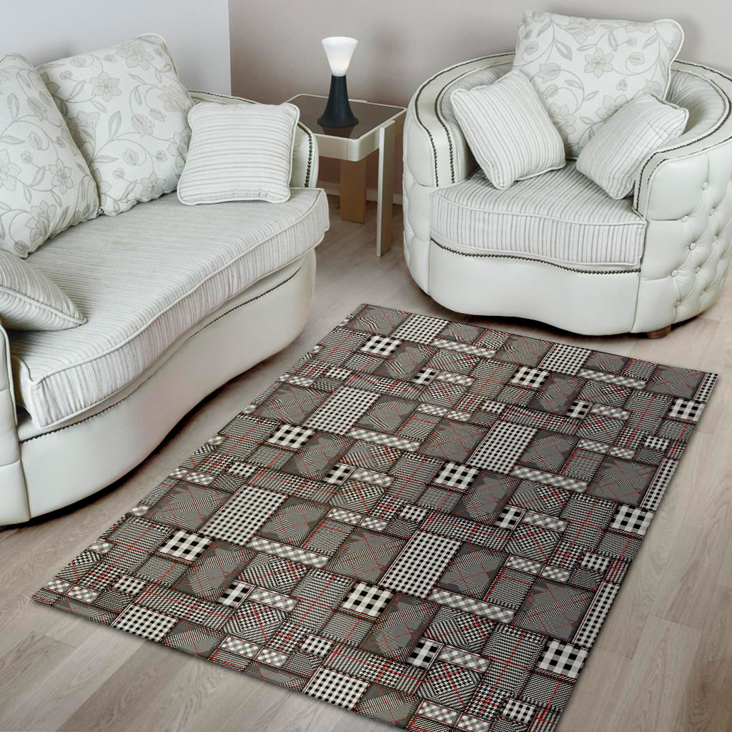 Glen Plaid Patchwork Pattern Print Area Rug