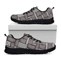 Glen Plaid Patchwork Pattern Print Black Running Shoes