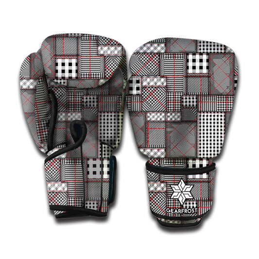 Glen Plaid Patchwork Pattern Print Boxing Gloves