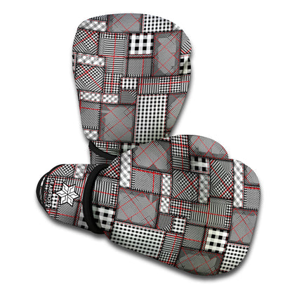 Glen Plaid Patchwork Pattern Print Boxing Gloves