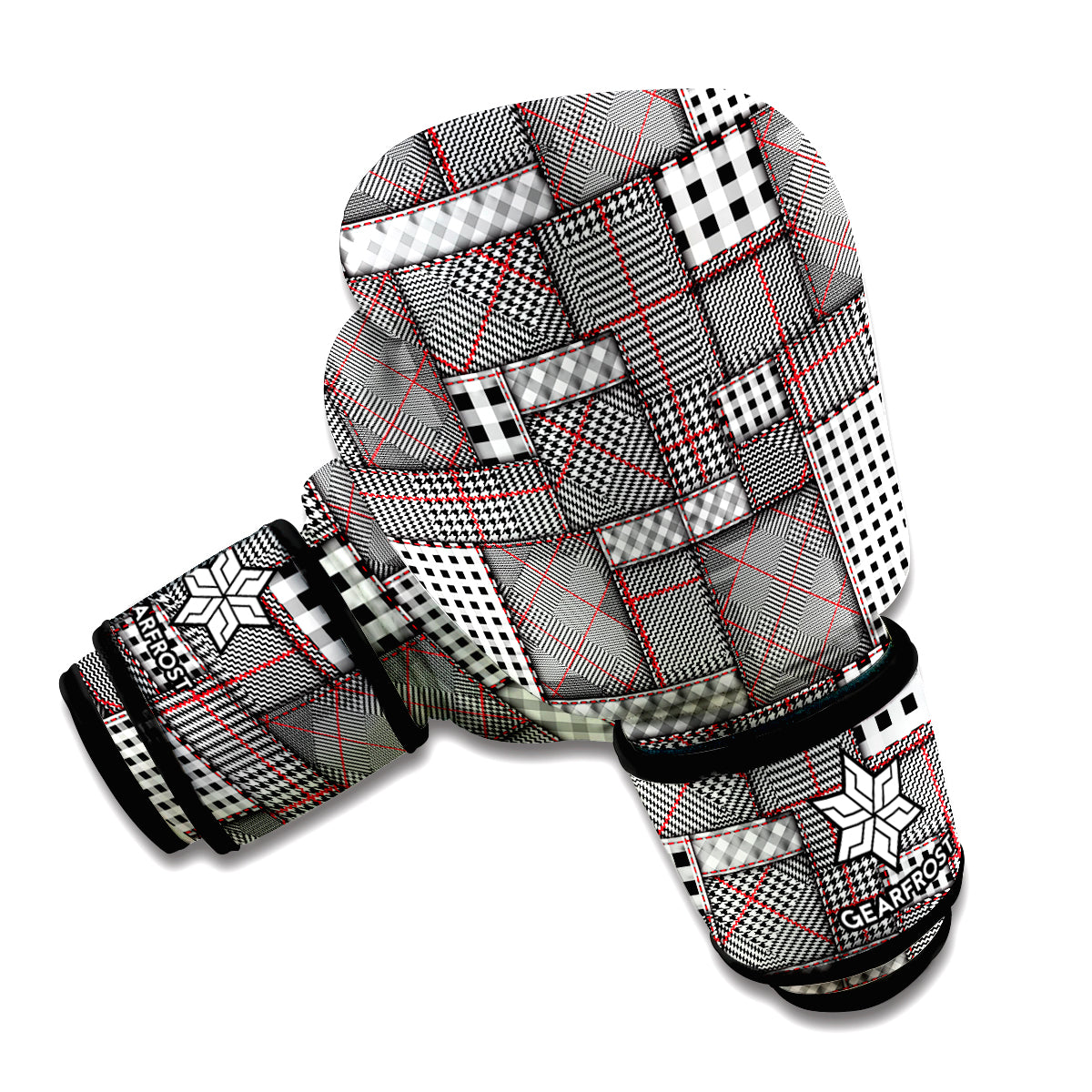 Glen Plaid Patchwork Pattern Print Boxing Gloves