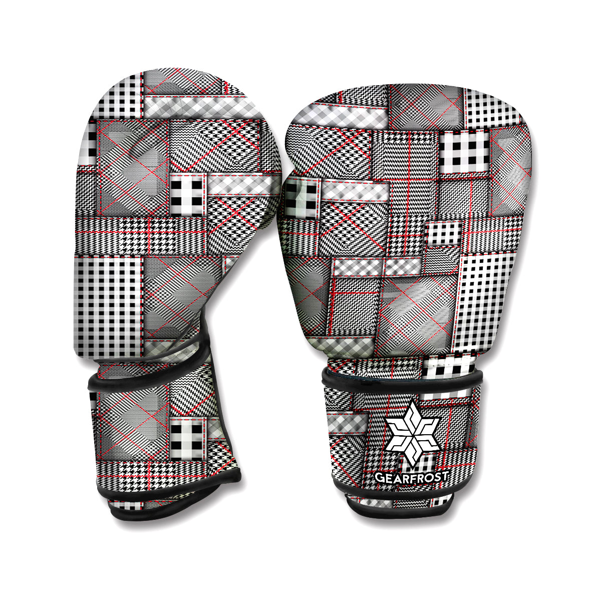 Glen Plaid Patchwork Pattern Print Boxing Gloves