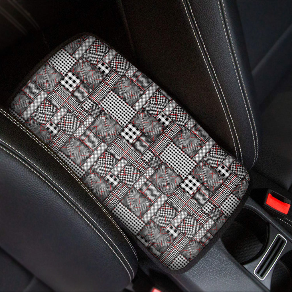 Glen Plaid Patchwork Pattern Print Car Center Console Cover