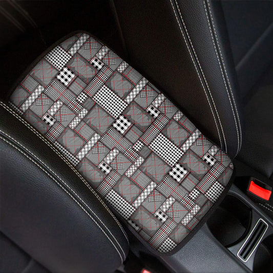 Glen Plaid Patchwork Pattern Print Car Center Console Cover