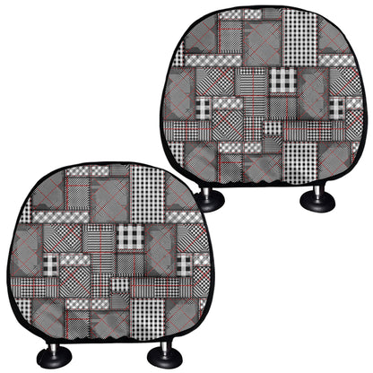 Glen Plaid Patchwork Pattern Print Car Headrest Covers