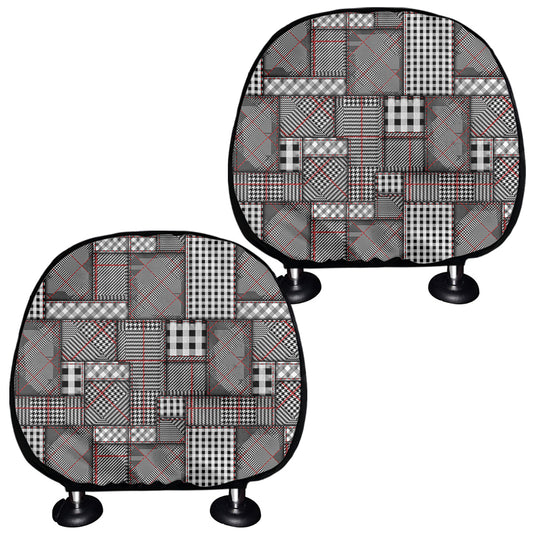 Glen Plaid Patchwork Pattern Print Car Headrest Covers