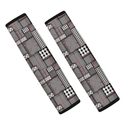 Glen Plaid Patchwork Pattern Print Car Seat Belt Covers
