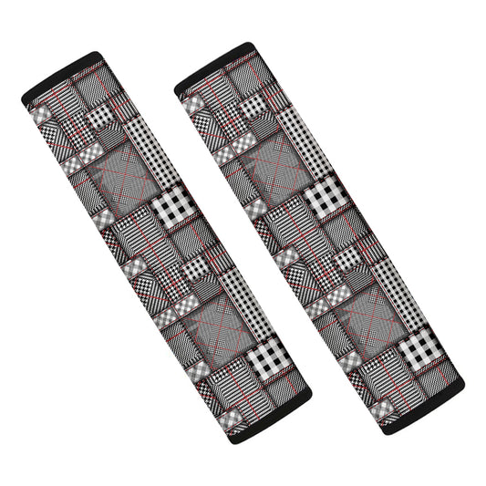 Glen Plaid Patchwork Pattern Print Car Seat Belt Covers