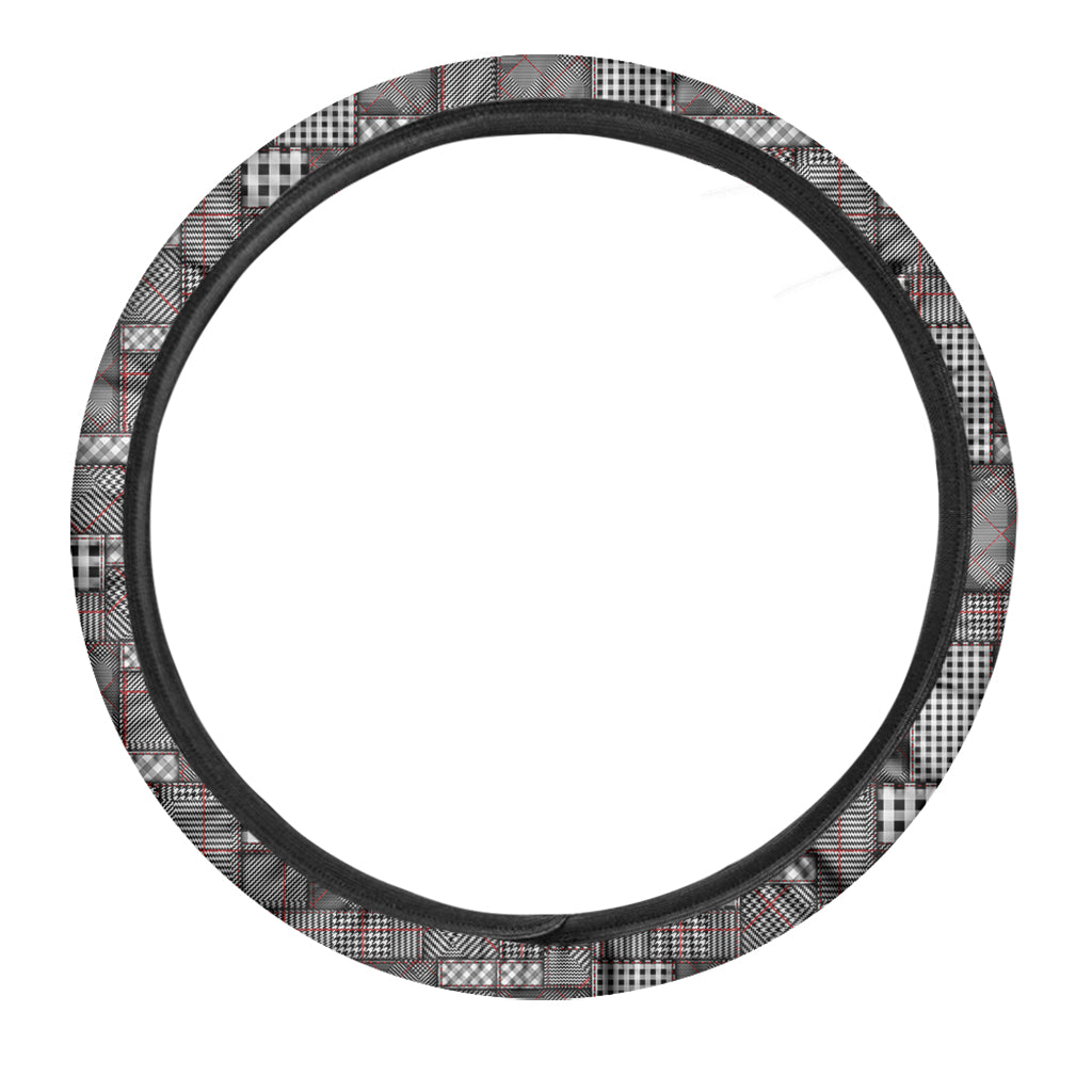 Glen Plaid Patchwork Pattern Print Car Steering Wheel Cover