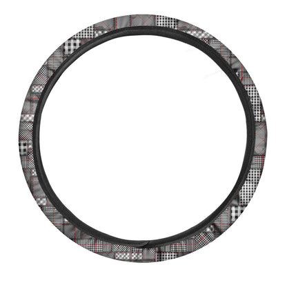 Glen Plaid Patchwork Pattern Print Car Steering Wheel Cover