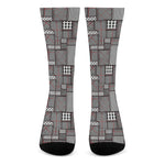 Glen Plaid Patchwork Pattern Print Crew Socks