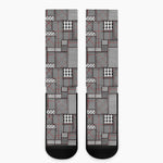 Glen Plaid Patchwork Pattern Print Crew Socks