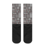 Glen Plaid Patchwork Pattern Print Crew Socks