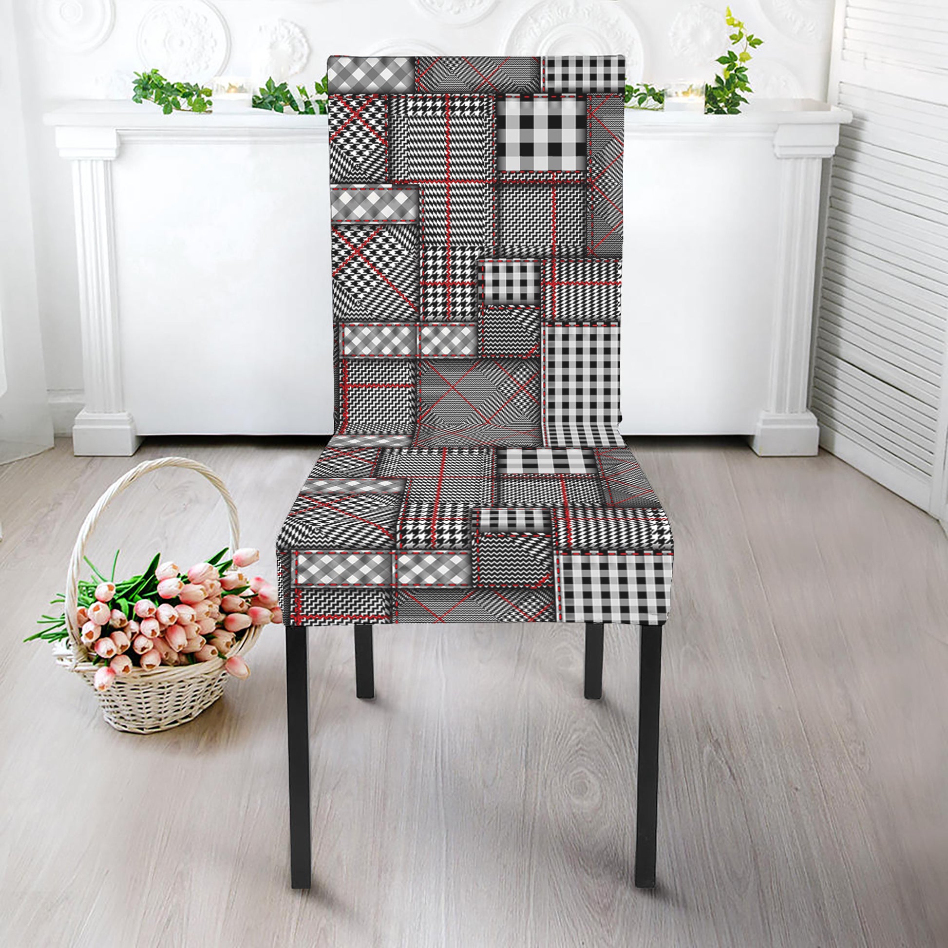 Glen Plaid Patchwork Pattern Print Dining Chair Slipcover