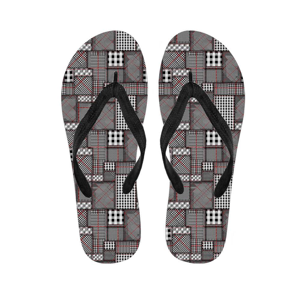 Glen Plaid Patchwork Pattern Print Flip Flops